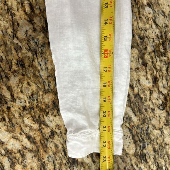 Poetry White Linen Lagenlook 1/2 Button Long Sleeve Shirt Top Size 8 - Picture 8 of 9